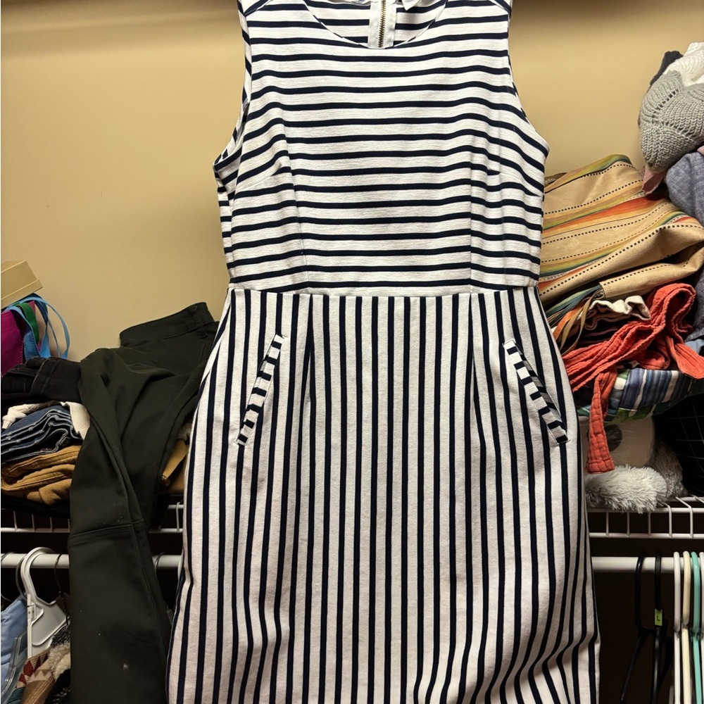 Old Navy Striped Blue and White Sleeveless Dress